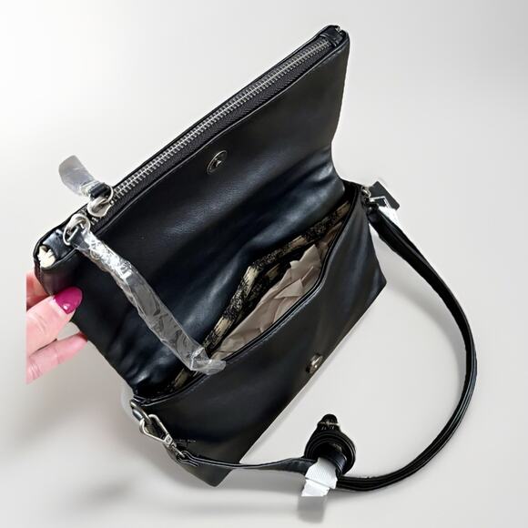 ED HARDY Love Kills Slowly BLK Rhinestone XBODY CLUTCH Rose Y2K Tattoo Skull - Picture 9 of 16